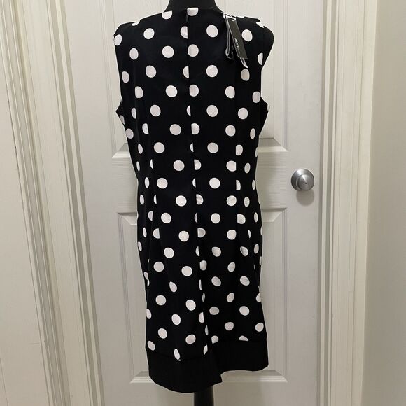 New Alyx Petite Dress 16P Black White Polka Dot Sleeveless Retro Party Dress NWT - Picture 3 of 10